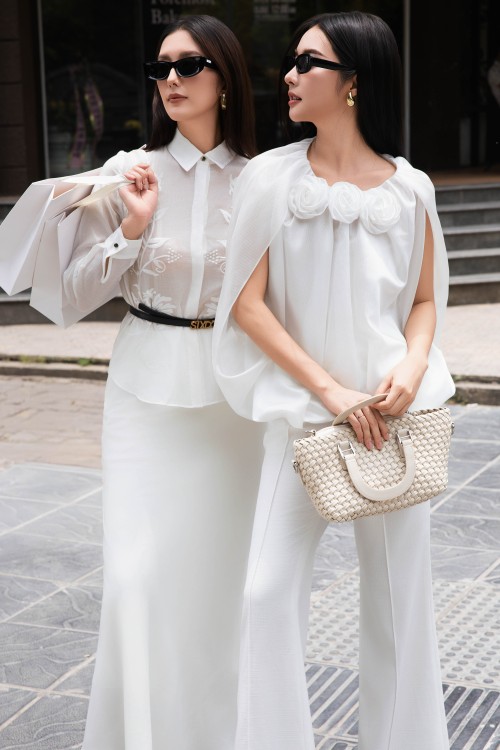 Sixdo White Raw Flared Pants